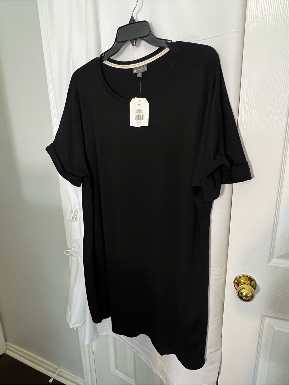 Wonderly Black Scoop Neck Baby Terry Dress